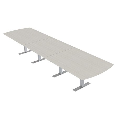 SKUTCHI DESIGNS 14 Person Modular Arc Rectangle Conference Table, T-Bases, Harmony Series, 14X4, Sea Salt HAR-AREC-46X168-T-XD1026